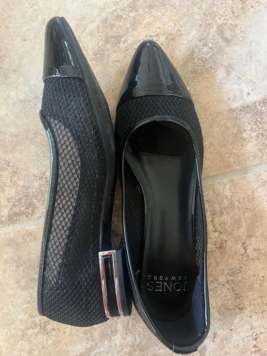 Jones New York Black Pointed Toe Mesh-Accent Flats - Picture 2 of 3